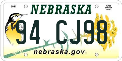 NE license plate 94CJ98