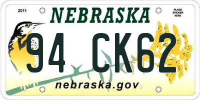 NE license plate 94CK62