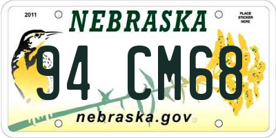 NE license plate 94CM68