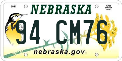 NE license plate 94CM76