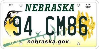 NE license plate 94CM86