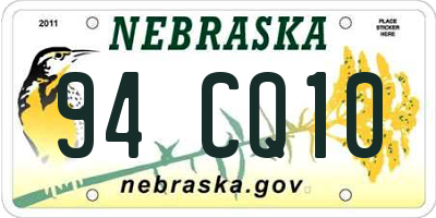 NE license plate 94CQ10