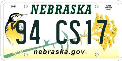 NE license plate 94CS17
