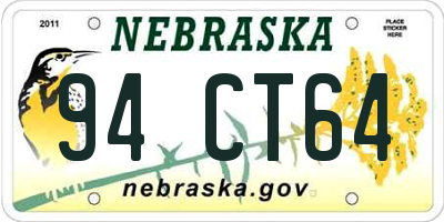 NE license plate 94CT64
