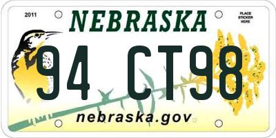 NE license plate 94CT98