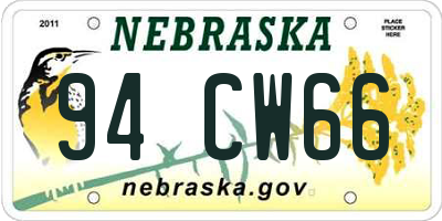 NE license plate 94CW66