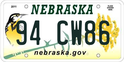 NE license plate 94CW86