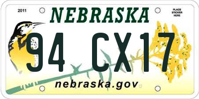 NE license plate 94CX17