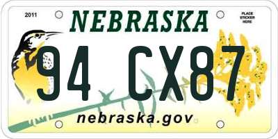 NE license plate 94CX87