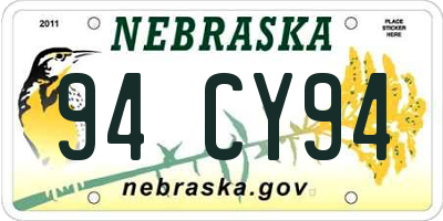 NE license plate 94CY94