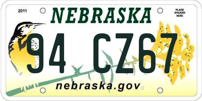 NE license plate 94CZ67