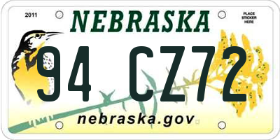 NE license plate 94CZ72