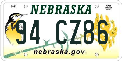 NE license plate 94CZ86