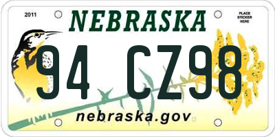 NE license plate 94CZ98