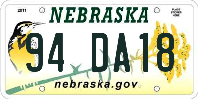 NE license plate 94DA18
