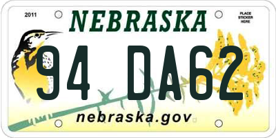 NE license plate 94DA62