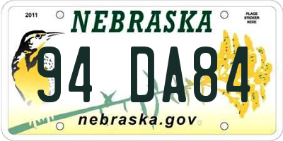 NE license plate 94DA84