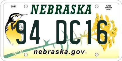 NE license plate 94DC16