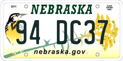NE license plate 94DC37