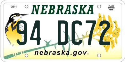 NE license plate 94DC72