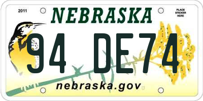 NE license plate 94DE74