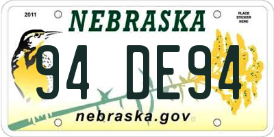 NE license plate 94DE94