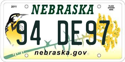 NE license plate 94DE97