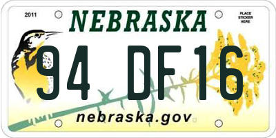NE license plate 94DF16