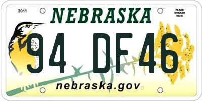 NE license plate 94DF46