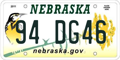 NE license plate 94DG46