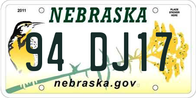 NE license plate 94DJ17