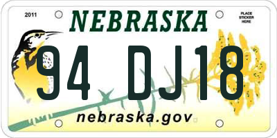 NE license plate 94DJ18