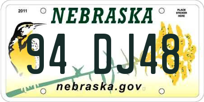 NE license plate 94DJ48