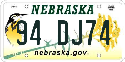 NE license plate 94DJ74