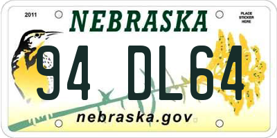 NE license plate 94DL64
