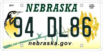 NE license plate 94DL86