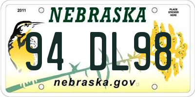 NE license plate 94DL98