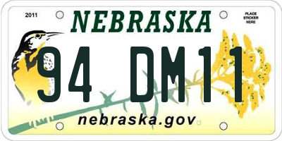 NE license plate 94DM11
