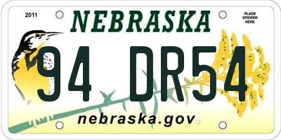 NE license plate 94DR54