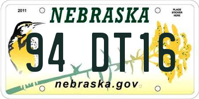 NE license plate 94DT16