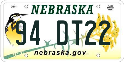 NE license plate 94DT22