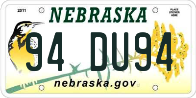 NE license plate 94DU94
