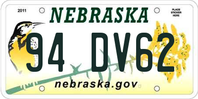 NE license plate 94DV62