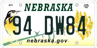 NE license plate 94DW84