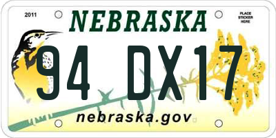NE license plate 94DX17