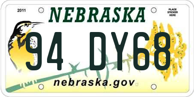NE license plate 94DY68