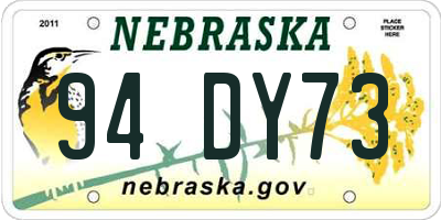 NE license plate 94DY73