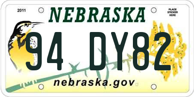NE license plate 94DY82