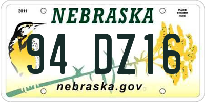 NE license plate 94DZ16