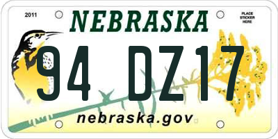 NE license plate 94DZ17